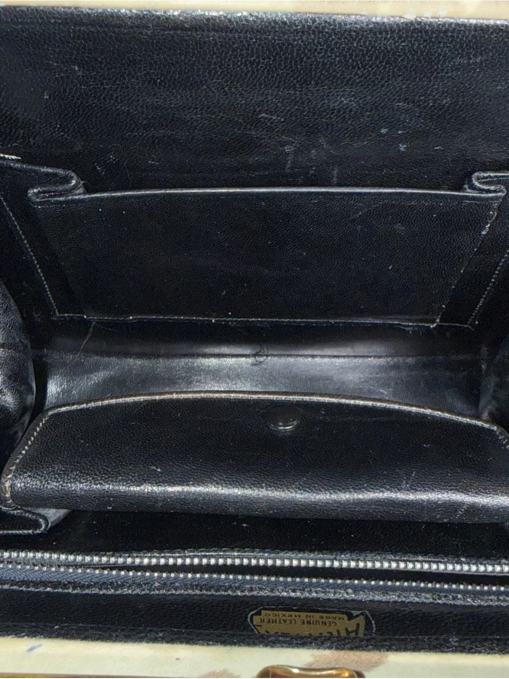 Black and White Cowhide Shoulder Bag with Top Handle